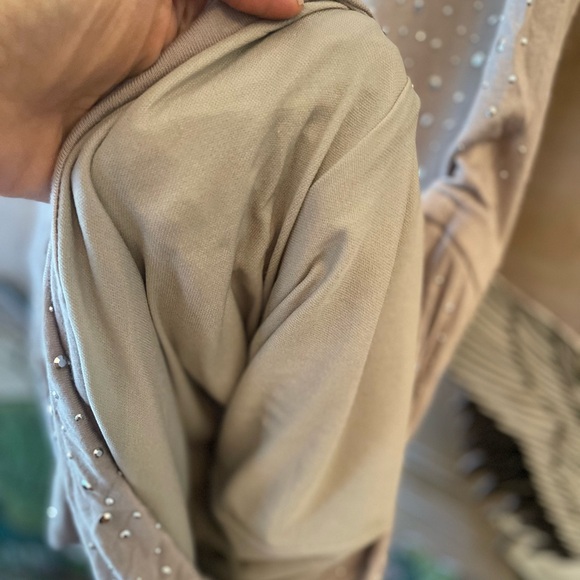 INC International Concepts Taupe/Silver Sparkles Bodycon Dress with ruching Sz M - Picture 7 of 9